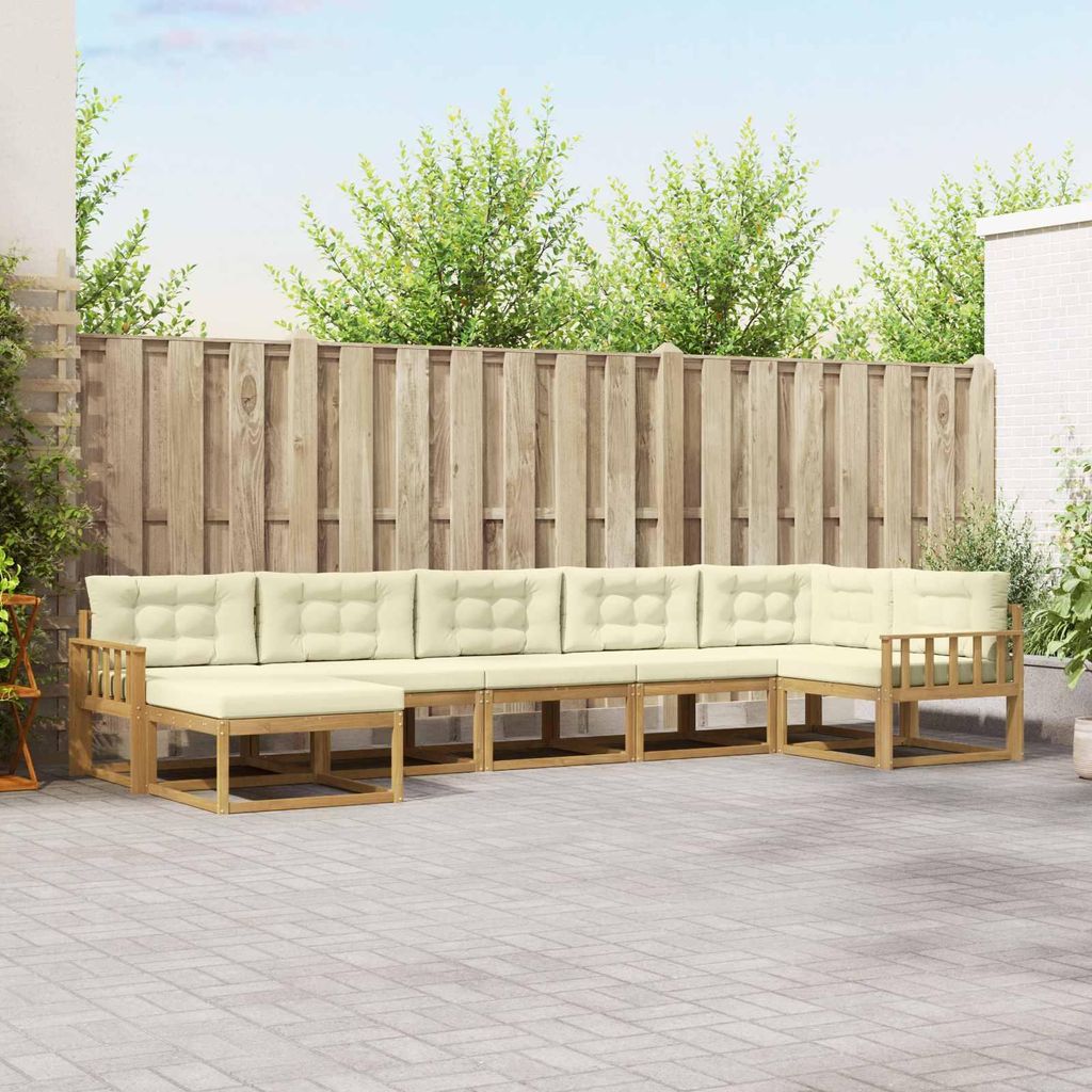 Möbel Outdoor-Sofagarnitur mit Kissen 7 pcs Weiß und CremeGartensofas - Gartensofas c2759