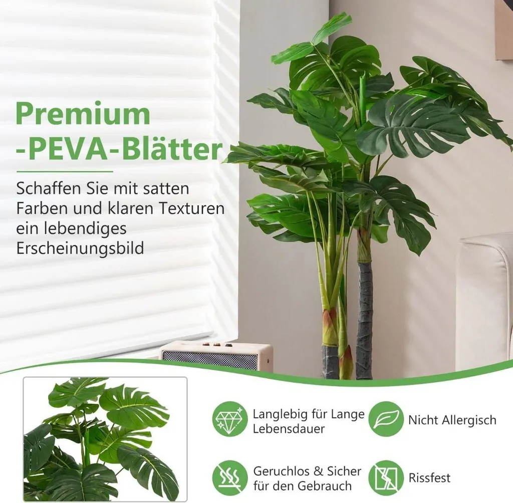 Faux Monstera 120 cm 20 Feuilles : La Solution Plante Verte sans Eau - 2
