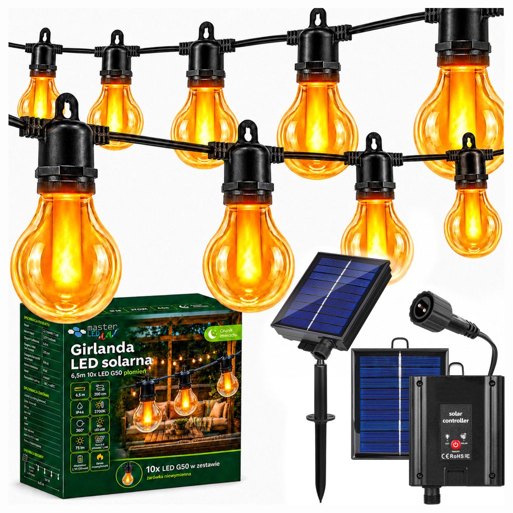 Solar LED Lichterkette MasterLED für Außen, 6,5m mit Produktbild 