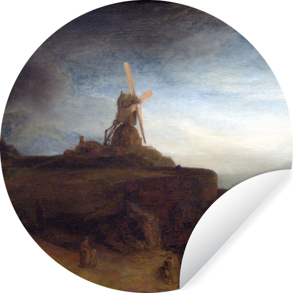 MuchoWow Runde Wandtattoo - Wandsticker Tapete Aufkleber Die Mühle - Gemälde von Rembrandt van Rijn Ø 50 cm Selbstklebend und Repositionierbar...
