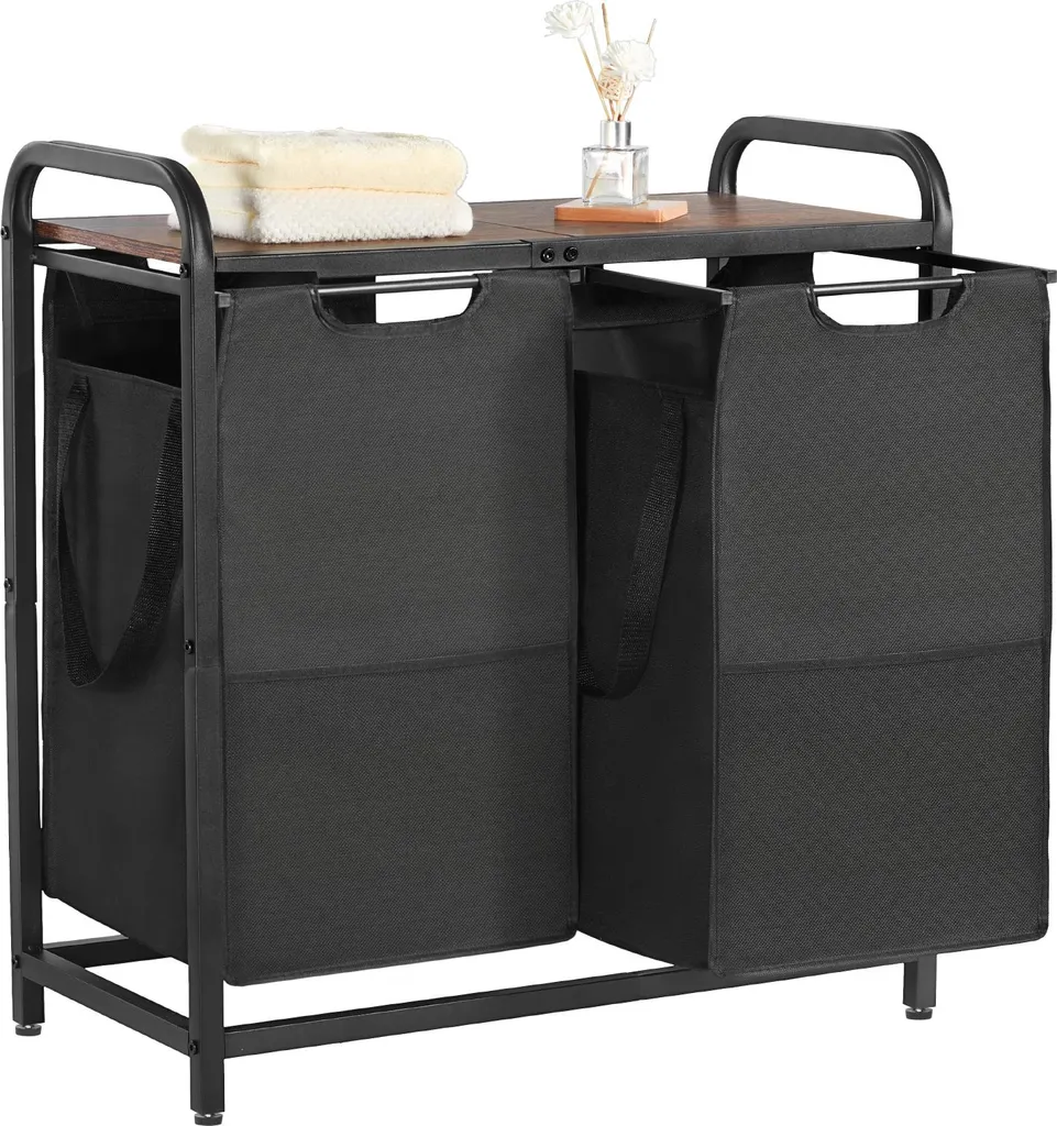 Cesto Portabiancheria VEVOR con Ripiano in Legno | Organizzatore Bagno