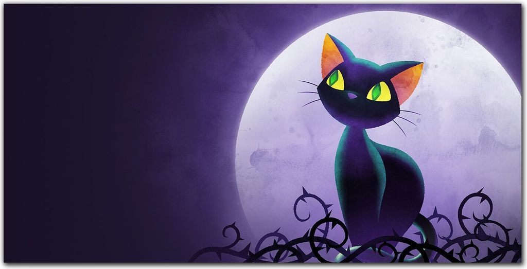 Coloray - Bild aus Glas - Glasbilder - 100 x 50 cm - Glasblock mit Bild Gehärtetes Glas Wohnzimmer Dekoration Wanddekoration Küche - Katze Mond