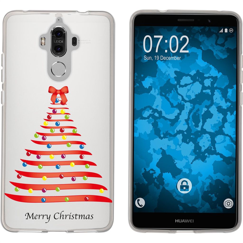PhoneNatic Case kompatibel mit Huawei Mate 9 Silikon-Hülle X Mas Weihnachten Weihnachtsbaum M1