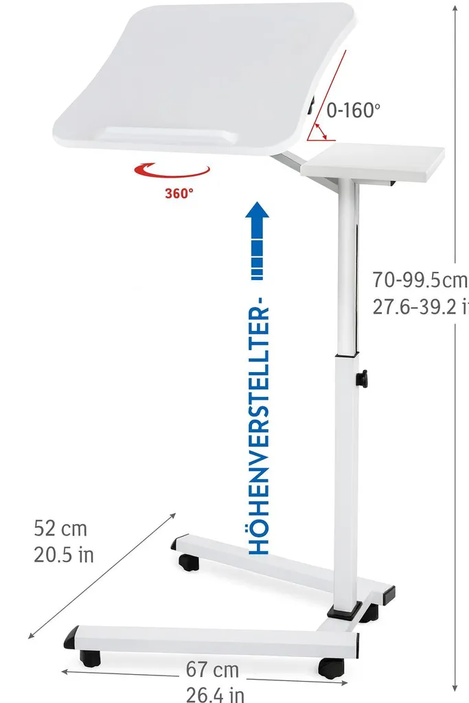 Table de lit pour ordinateur portable Tatkraft support inclinable blanc