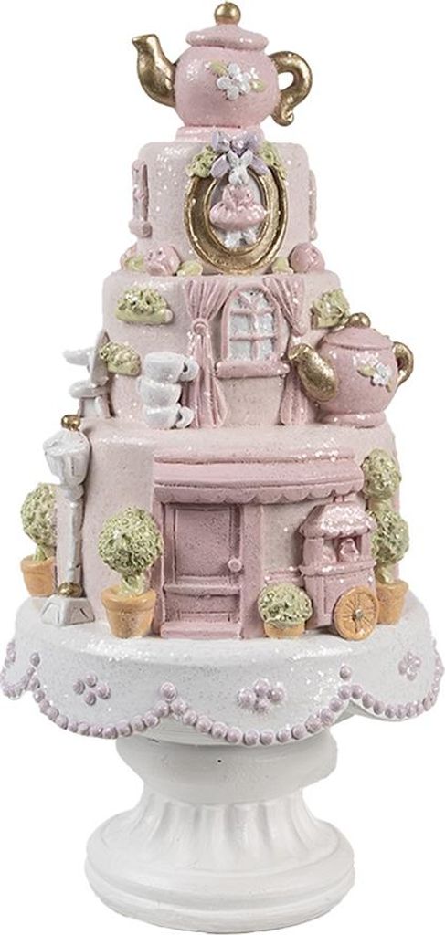 Clayre & Eef Figurka dekoracyjna tort Ø 13x27 cm różowy Zdjęcie produktu 