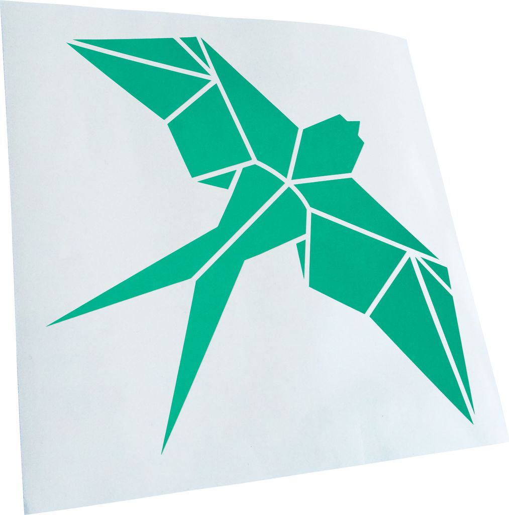 Kiwistar - Autoaufkleber - Papierfalten Vogel M2 - Türkis - 60x60cm - Aufkleber für Auto, Laptop, Fahrrad, LKW, Motorrad mehrfarbig JDM Decal Racing