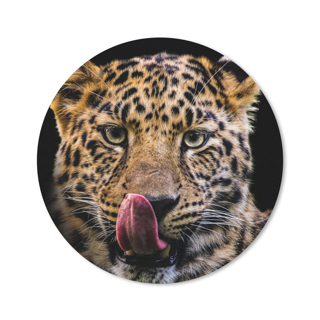 MuchoWow Mauspad Mousepad Leopard - Schwarz - Nahaufnahme 50x50 cm - Mousepads - Maus Mat - Pad - Mausunterlage - Vinyl