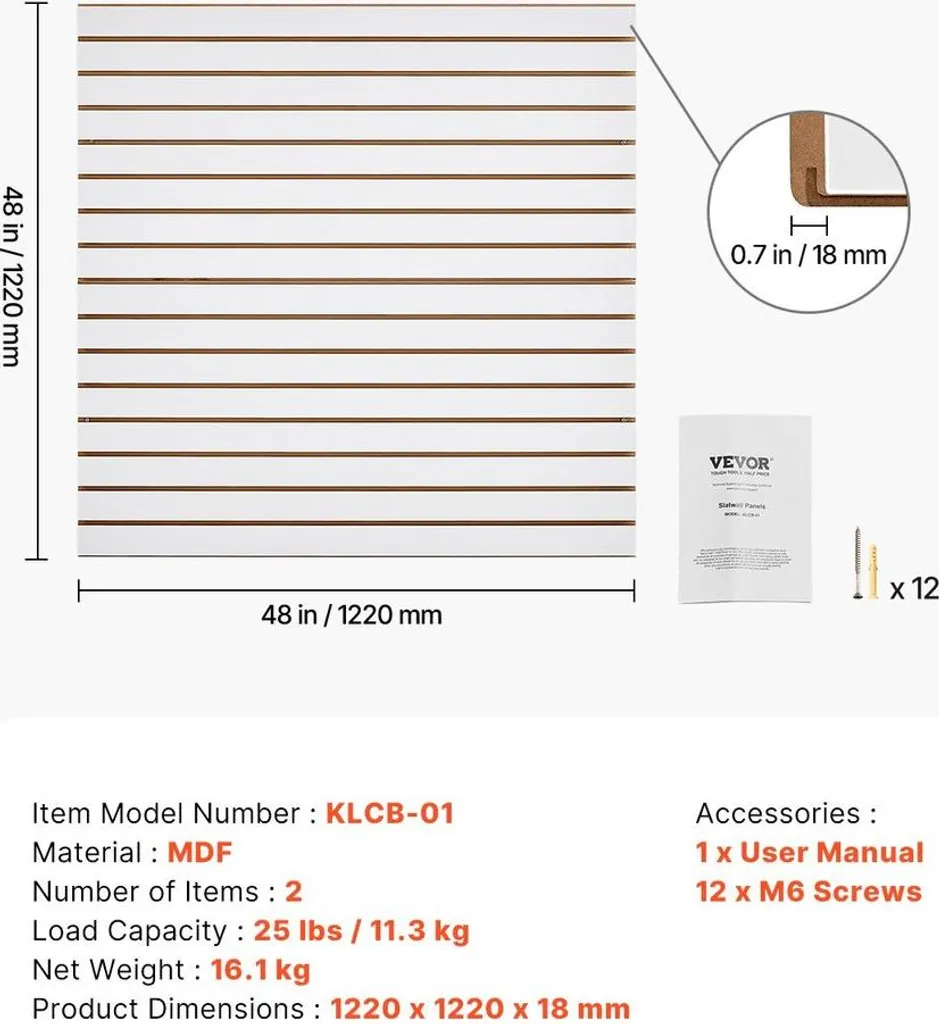 Organisation de garage : Panneaux à lattes MDF blanc 4x4 pi modulables