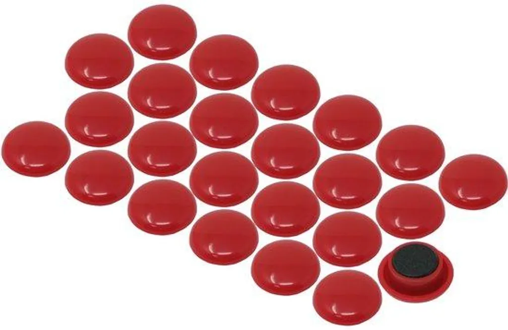 Aimants de bureau circulaires rouges 40mm pour affichage mural - 12 unités