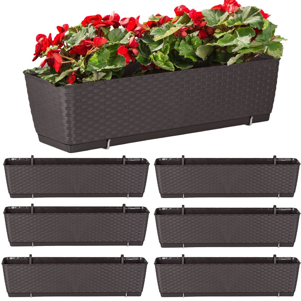 Prosperplast 6er-Set Blumentopf | Ratolla Case PW | Braun | 40 cm