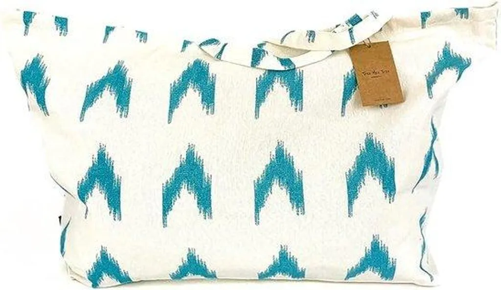 Sac de plage XXL 40 L blanc et bleu pour emporter toutes vos affaires