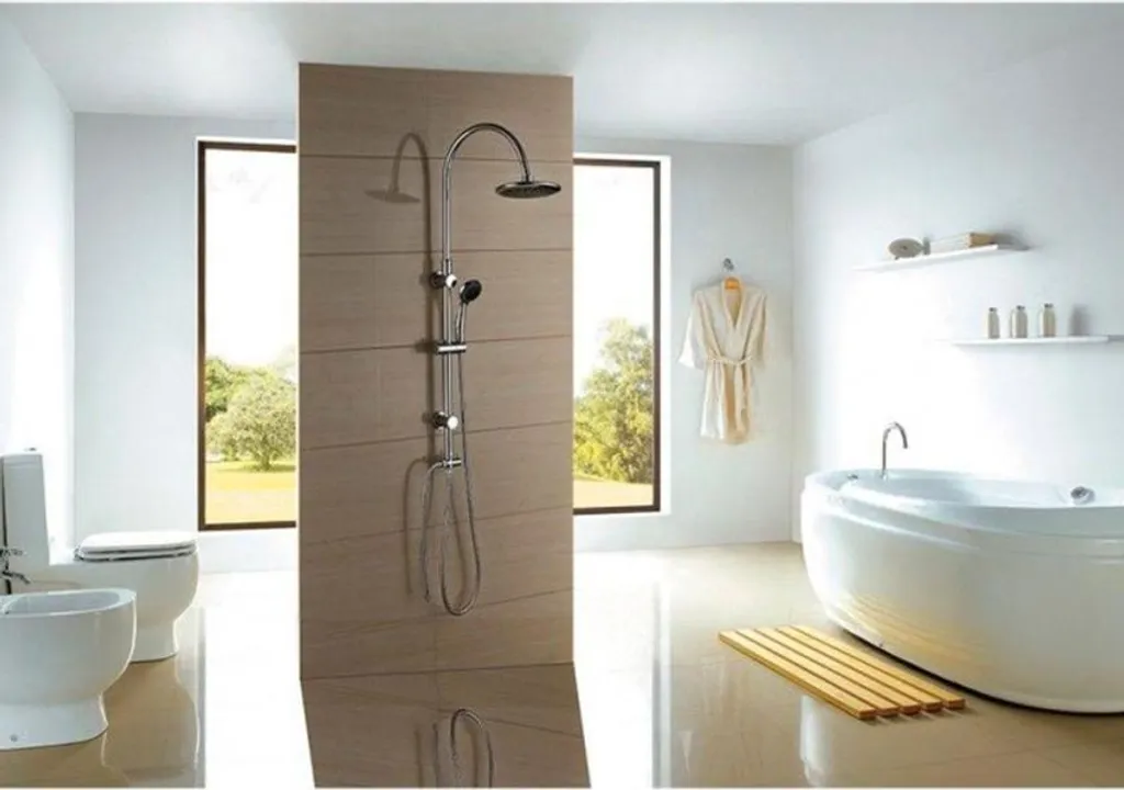 Ensemble de douche complet Grue chrome avec tête de douche ronde - 2