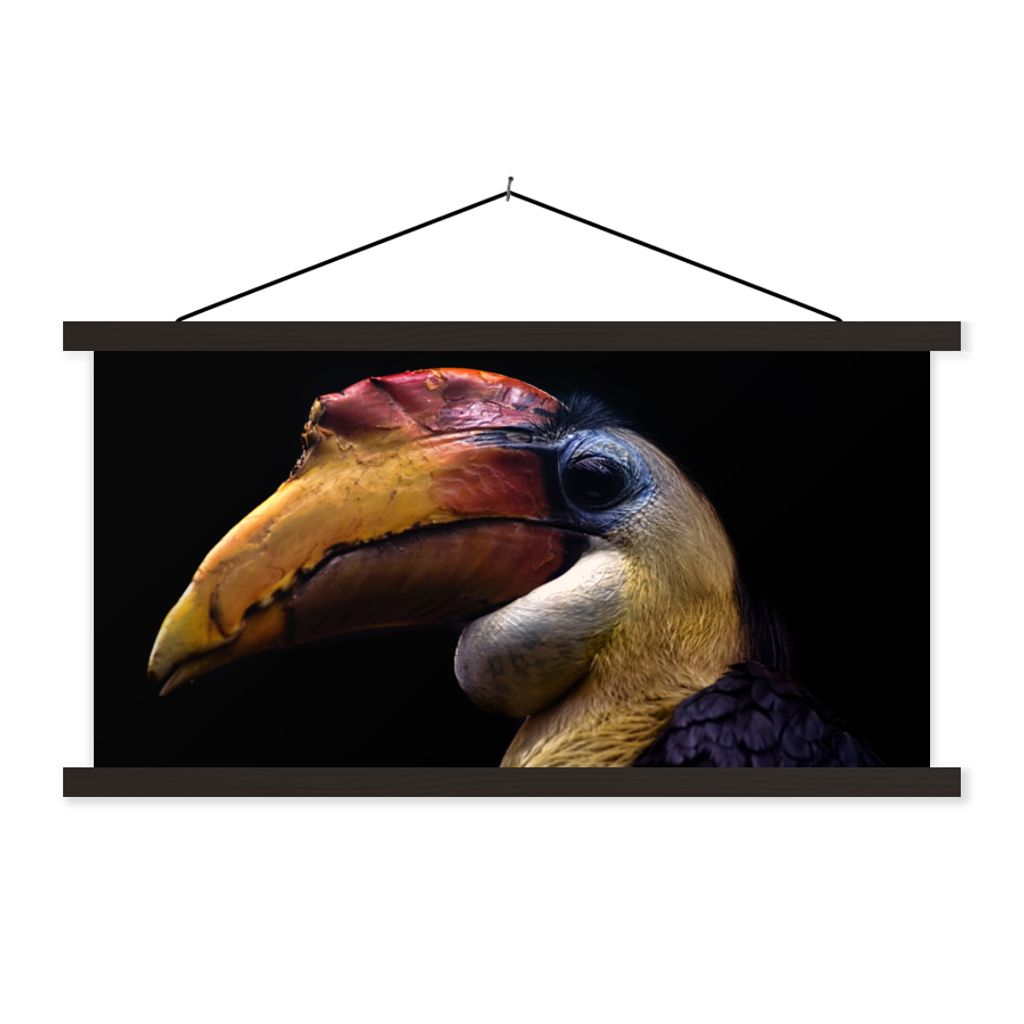 MuchoWow Textilposter Vogel - Schnabel - Schwarz 150x75 cm mit schwarzem Rahmen - Posterleiste