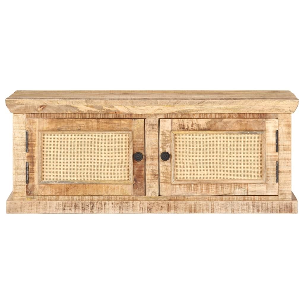 "2026 Aktion"Couchtisch - CLORIS - Wohnzimmertisch - Robust und langlebig - 90x50x35 cm Massivholz Mango und Naturgeflecht - NeuMöbel8118751