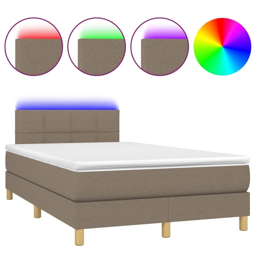 SYFAX Boxspringbett mit Matratze & LED Taupe 120x200 cm Stoff