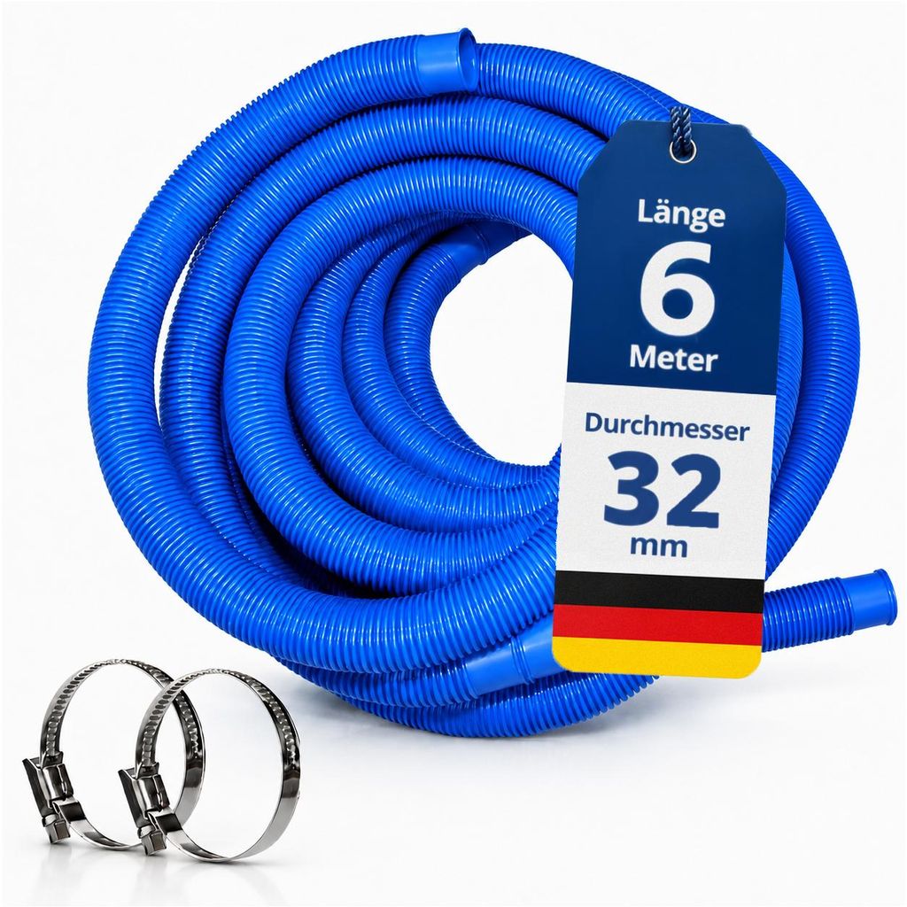 HAF Hochwertiger Pool Schwimmbadschlauch 32mm Blau 6 Meter Produktbild 