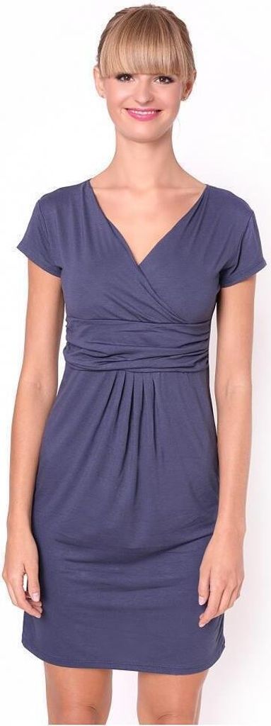 Damen MAMA Minikleid V-Ausschnitt Umstandsmode; Grafit M/L 38/40