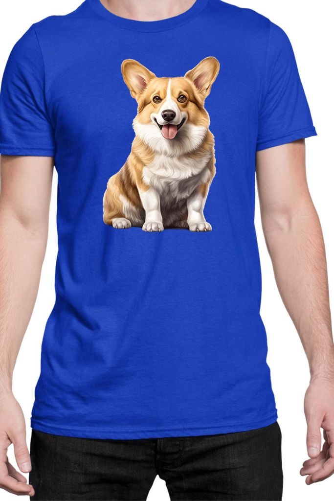 Herren T-Shirt Dogs Breeds Pembroke Welsh Corgi Dog Breed 006, Man XL / Blau