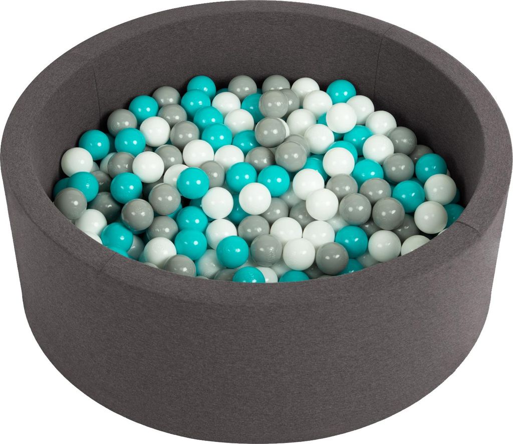 Selonis Bällebad Rund 90x30cm 200 Bunten Plastikbälle ∅6cm - Babyspielzeug Bällebäder Für baby zimmer Bällepool Für Babys Kinder - Dunkelgrau
