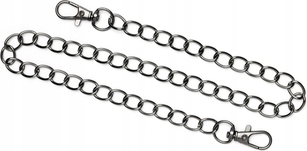 Schwarze Taschenkette 47cm mit Karabinern