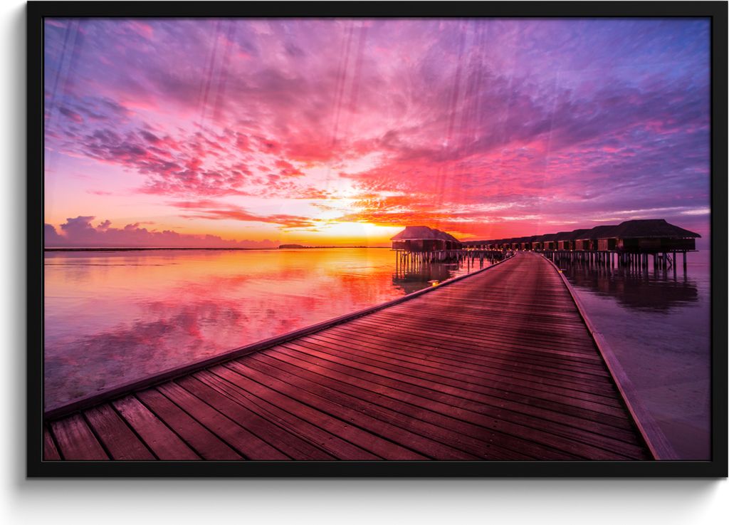 MuchoWow MuchoWow Gerahmtes Poster Meer - Farben - Sonne 90x60 cm - Poster mit zchwarzem Bilderrahmen - Fotorahmen - Foto-Plakat