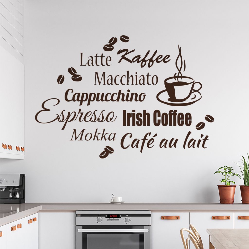 Wandtattoo Kaffee Nr. 3 Wandtattoo in 6 Größen - Wandaufkleber Wall Sticker - Dekoration, Küche, Wohnzimmer, Schlafzimmer, Badezimmer