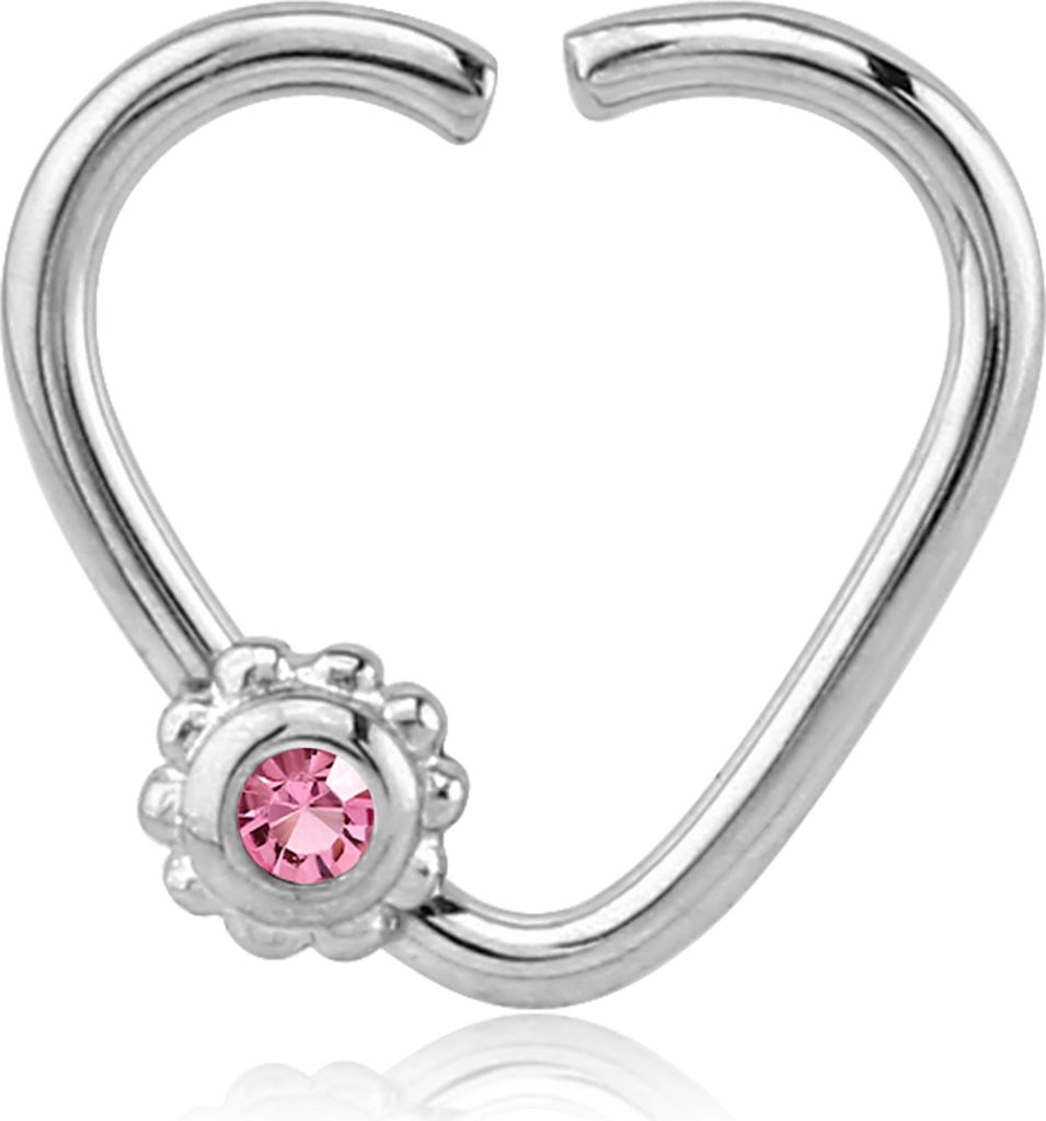 viva-adorno Knorpel Piercing Herz Kristall Ohrpiercing Helix Cartilage Tragus 316L Chirurgenstahl verschiedene Farben Z490,Herz 1x silber / pink