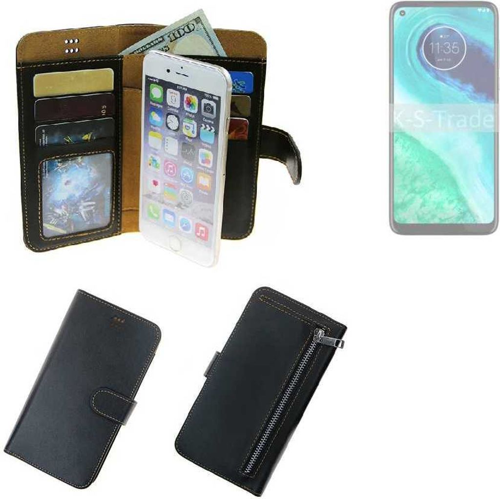 K-S-Trade Schutz Hülle kompatibel mit Motorola G8 Klapphülle Case Phone cover Slim Handytasche Handy Hülle schwarz aus Kunstleder (1 Stk)
