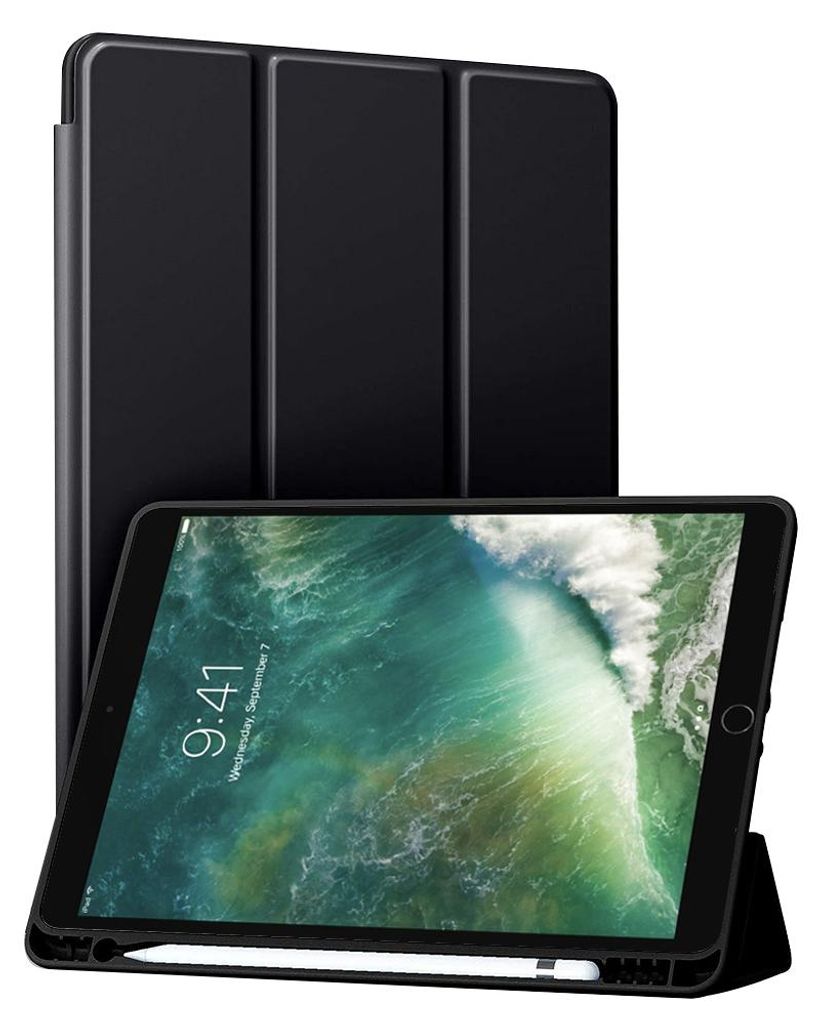 Techsuit Flex Trifold Tablet-Hülle mit Pencil-Halter für Apple iPad Air 3 2019 / iPad Pro 10.5 2017 - Schwarz