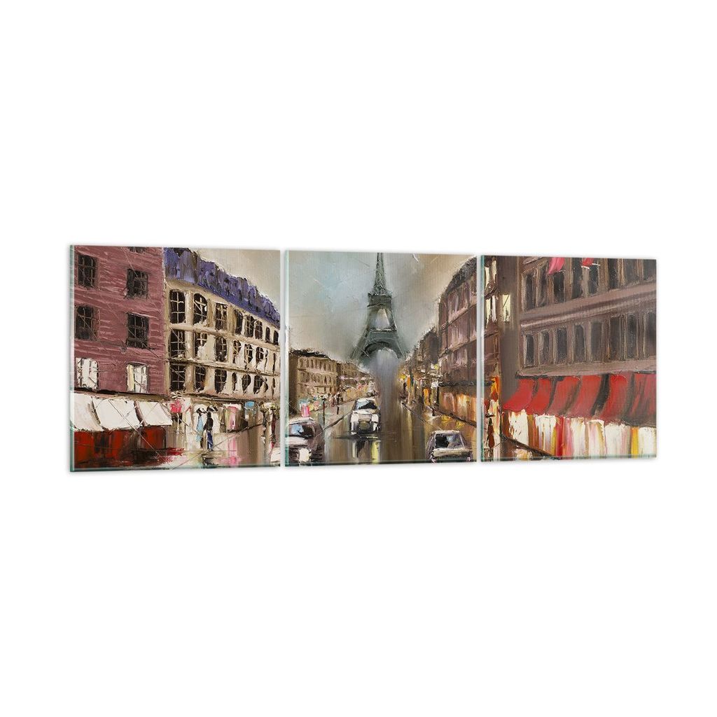 Bilder auf glas - Paris Turm Straße - 120x40cm - Glasbilder - Wandbilder - Kunstdruck - zum Aufhängen bereit - Wanddekoration aus Glas - Glas Bil...