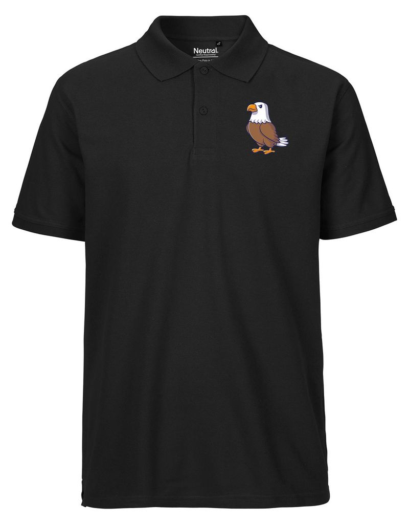 Huuraa Herren Polo Shirt Adler Comic 3XL Black Bio Baumwolle Fairtrade Poloshirt Geschenkidee