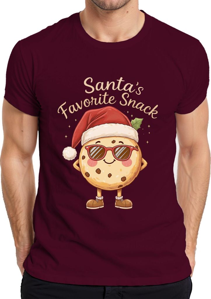 Santa's Favorite Snack Weihnachtskeks lustig Geschenk Kinder Herren T-Shirt, Burgundy, L