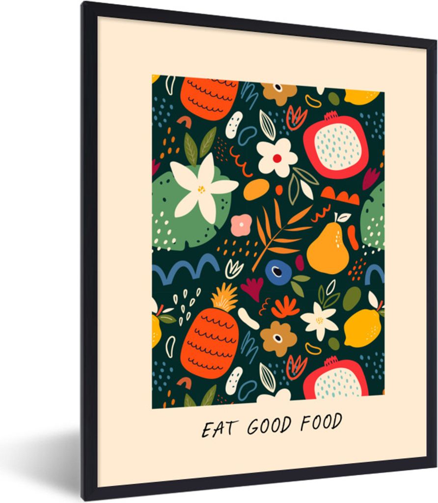 MuchoWow Gerahmtes Poster Essen Sie gut - Zitate - Sprichwörter - Essen 30x40 cm - Poster mit Schwarzem Bilderrahmen Wandposter Rahmen Foto Bild...