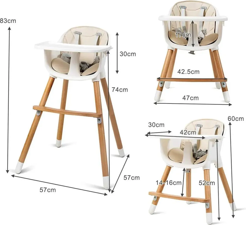 Chaise haute pour manger à table avec bébé - Modèle bois transformable blanc - 6
