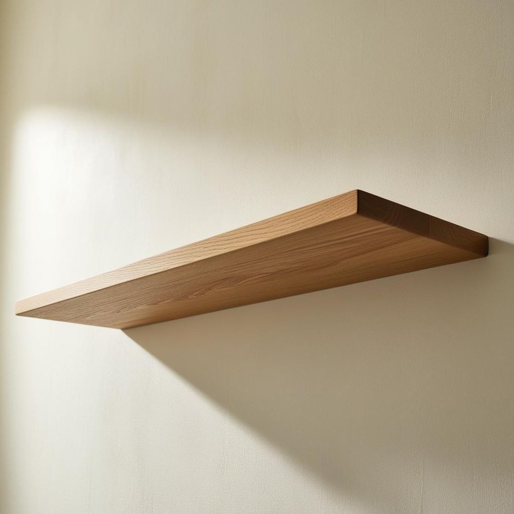 Massives Eichenregal mit gerader Kante 30x15x2,5cm, Produktbild 