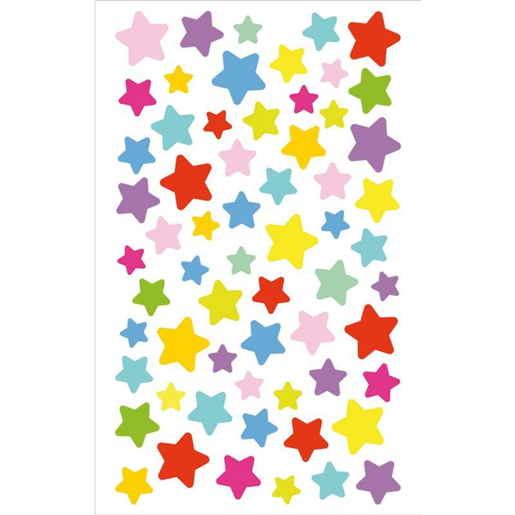 Stickerbogen mit bunten Sternen, 10x19 cm