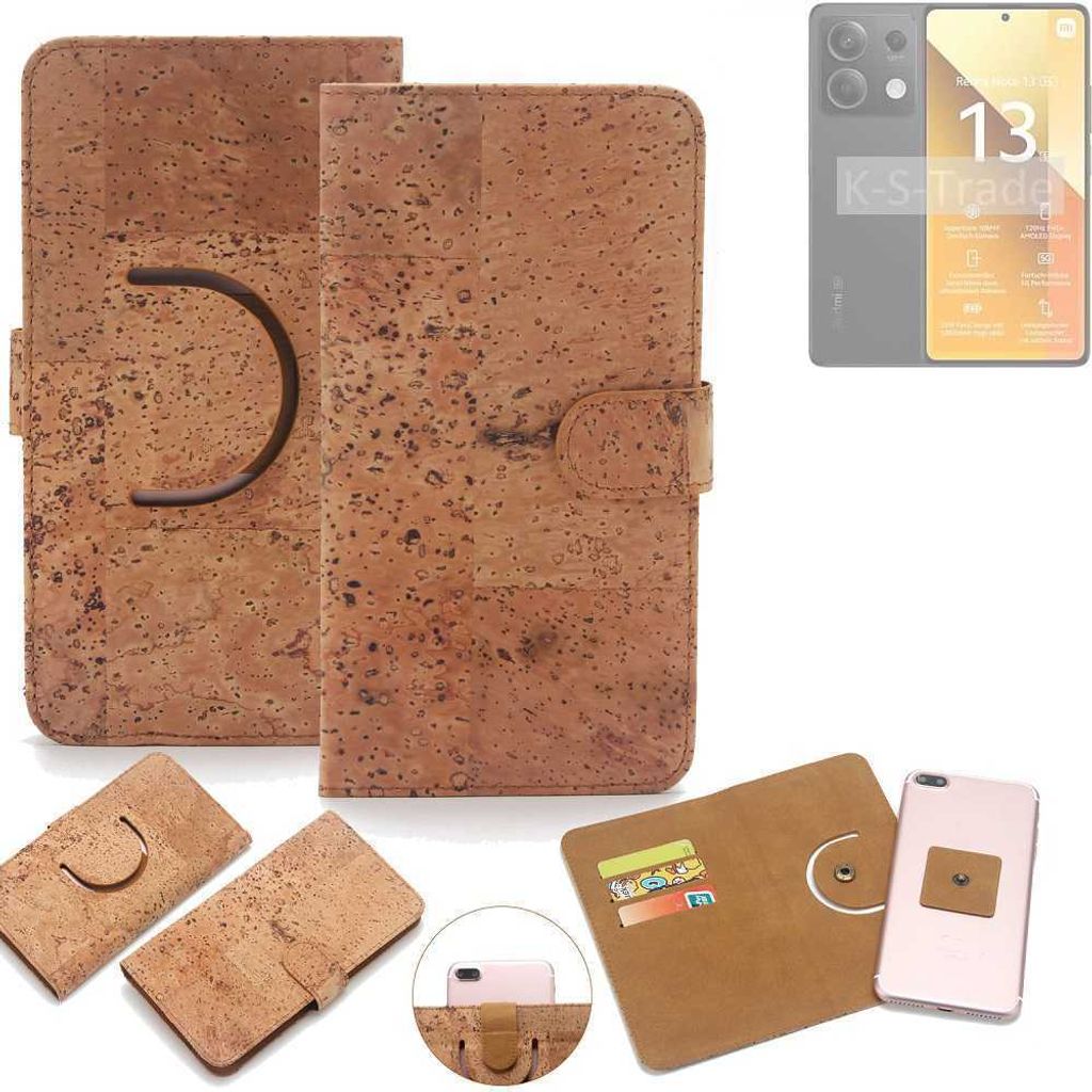 K-S-Trade Handy-Hülle Schutz-Hülle kompatibel mit Xiaomi Redmi Note 13 5G Global Handyhülle Schutzhülle Korkhülle Kork-Hülle 1x