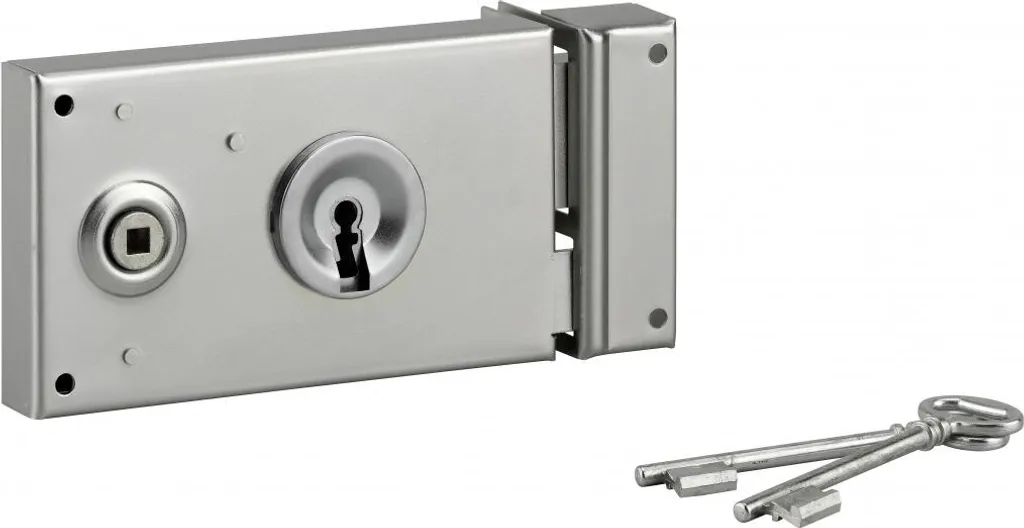 Serrure pour portail bois ou fer 140x80mm droite à applique horizontale