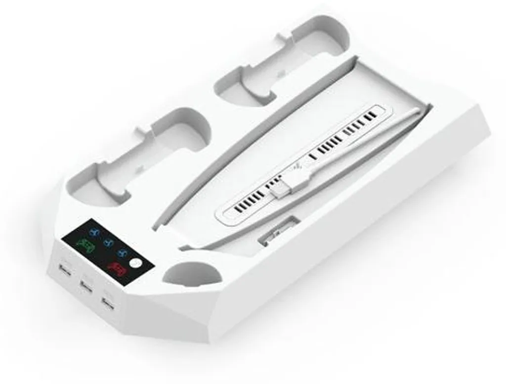 Chargeur multifonction blanc pour PS5 avec double station de recharge