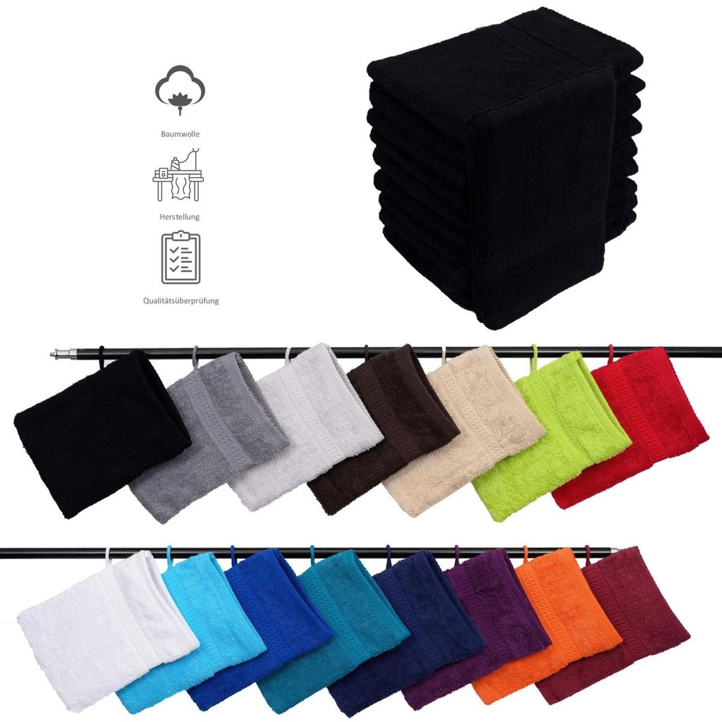 10er Set Frottee Waschhandschuhe Elegance 16x21 cm 100% Produktbild 