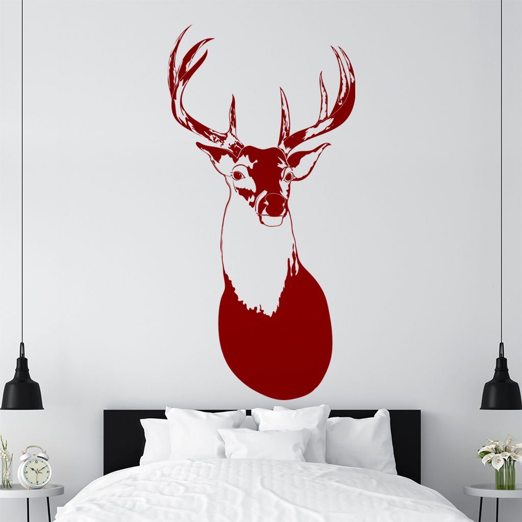 KIWISTAR Hirsch Geweihträger Wandtattoo in 6 Größen - Wandaufkleber Wall Sticker - Dekoration, Küche, Wohnzimmer, Schlafzimmer, Badezimmer