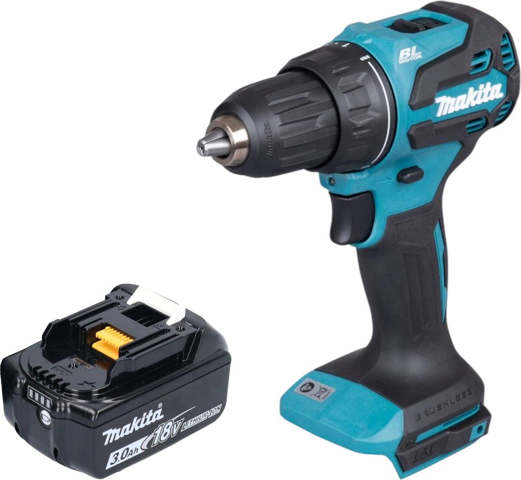 Makita DDF 490 F1 Akku Bohrschrauber 18 V 65 Nm 1/2" Brushless + 1x Akku 3,0 Ah - ohne Ladegerät