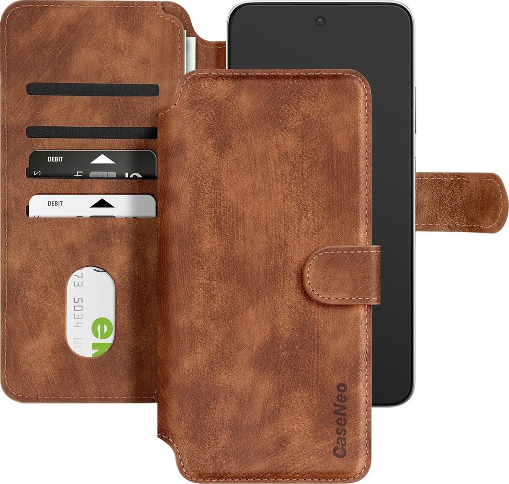 Avizar, MagSafe-Etui für Smartphone bis 6.1 Zoll Klapp Portemonnaie-Stil, Dunkelbraun