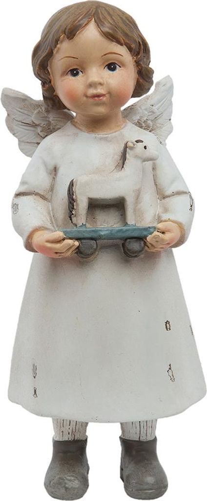 Clayre & Eef Figurine Ange 6x5x14 cm Blanc Polyrésine Image du produit 