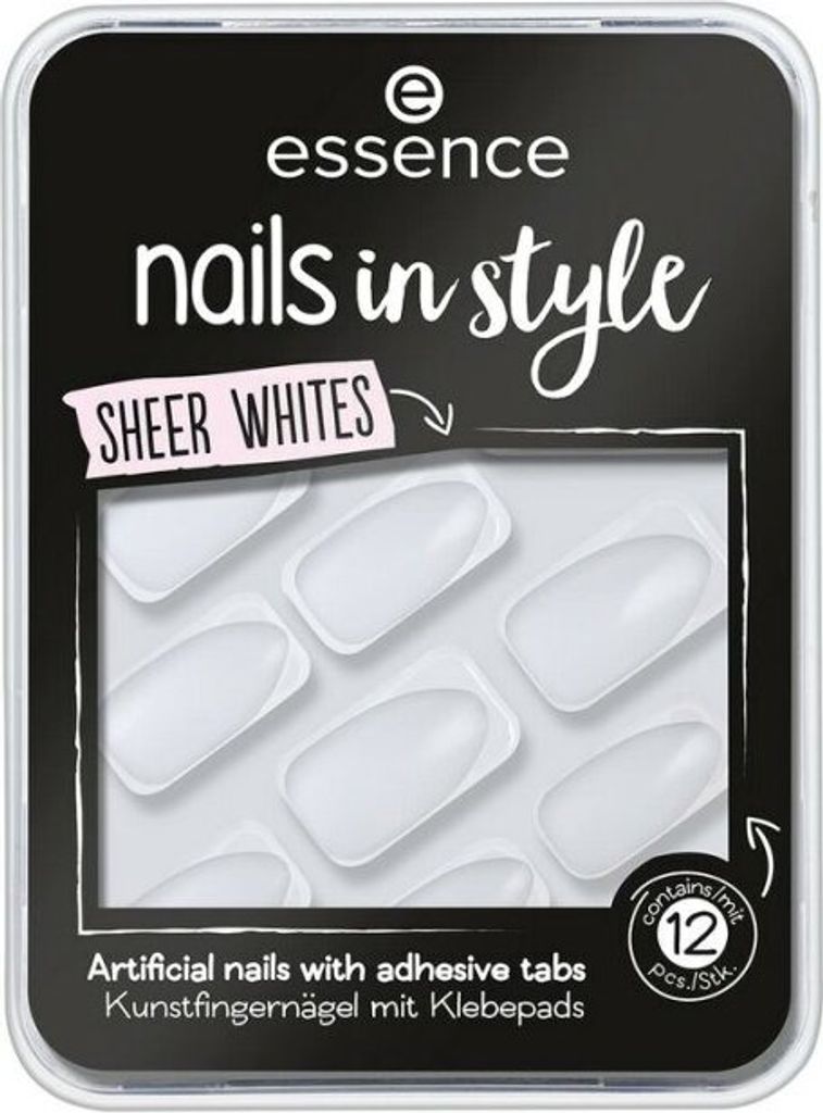 Essence Cosmetics Nails In Style Uñas Artificiales 11-Sheer Whites 12 U