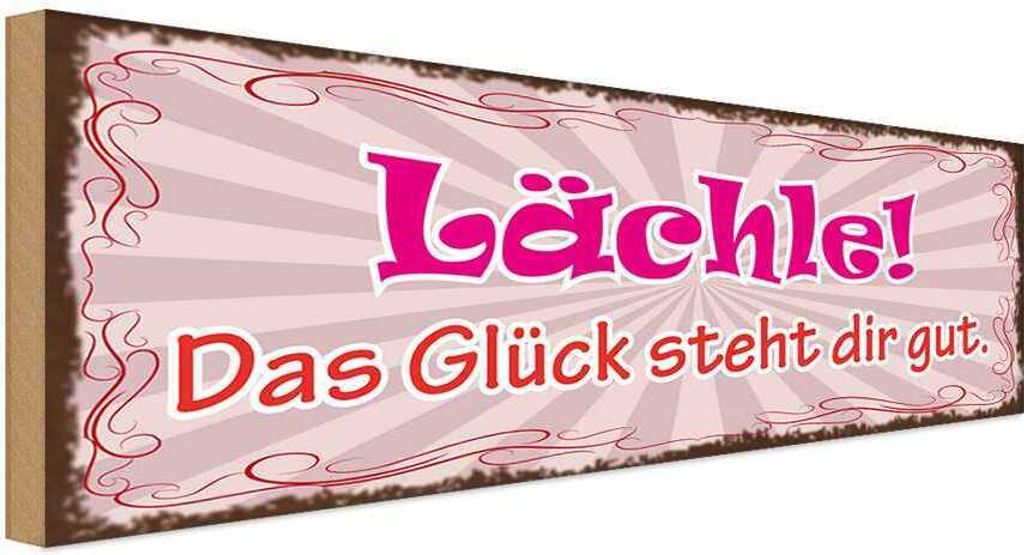 vianmo Holzschild 10x27 cm Lächle das Glück steht dir gut Dekoration