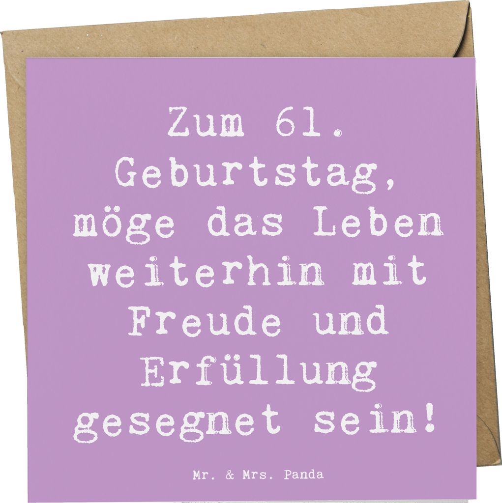 Mr. & Mrs. Panda Grußkarte Spruch 61. Geburtstag Freude - Lavendeltraum - Geschenk, besondere Tag, doppelkarte, Glückwunschkarte, Alter, Klappkar...