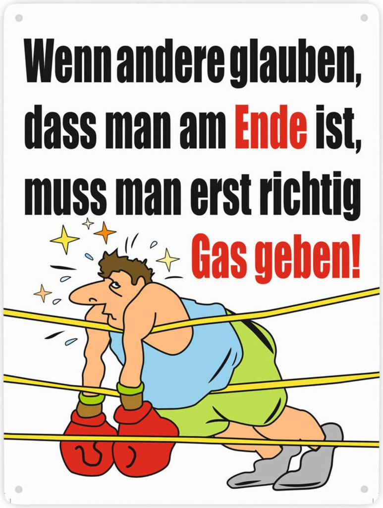 Boxer Metallschild XXL in 28x38 cm in weiß zum Thema Motivation