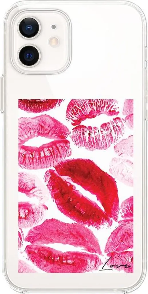 custodia per iPhone 12, trasparente, in silicone flessibile, con scritta "love"
