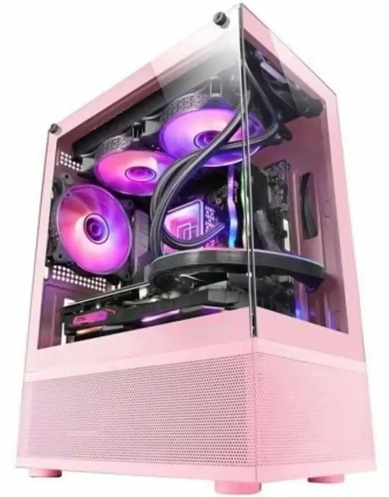 Boîtier PC gamer rose Mars Gaming MC-SE avec panneau latéral en verre
